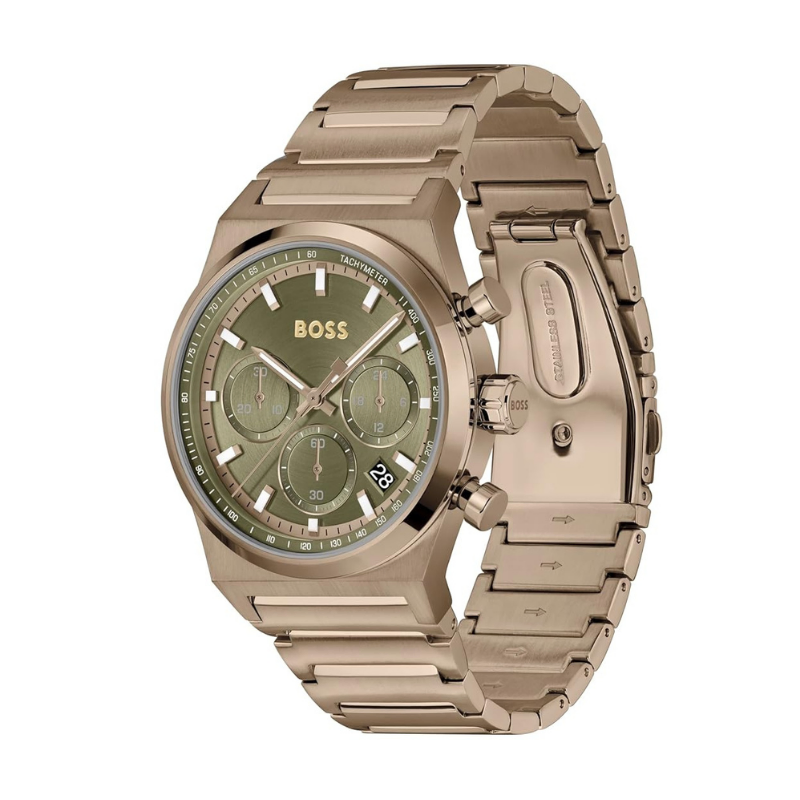 Hugo Boss Olive Green Round Dial Chronograph Men's Watch 